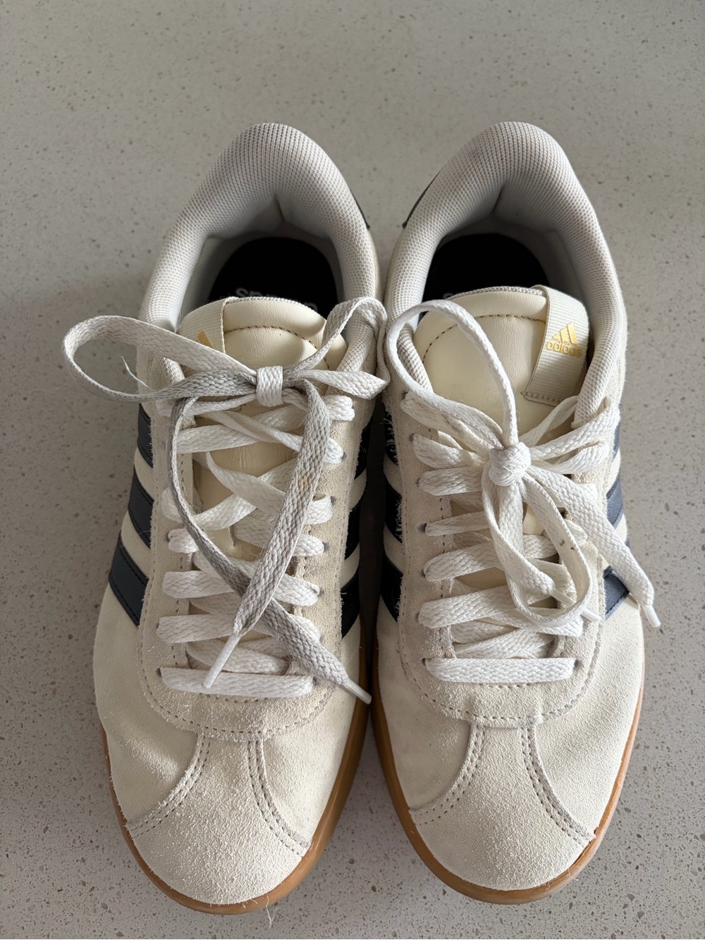 Adidas Womens Crean Court Sneakers with Black Stripes